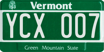 VT license plate YCX007
