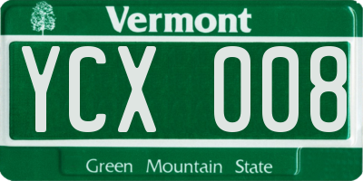 VT license plate YCX008