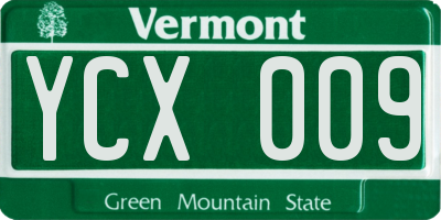 VT license plate YCX009