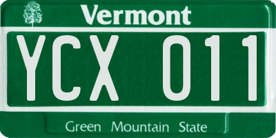 VT license plate YCX011