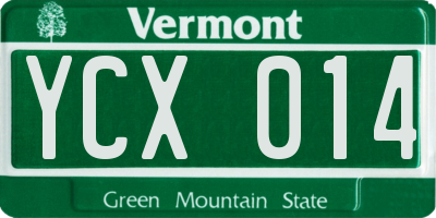 VT license plate YCX014