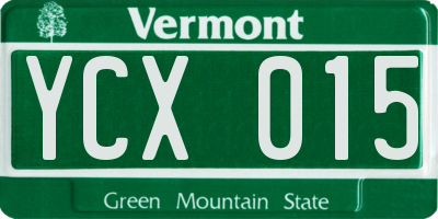 VT license plate YCX015