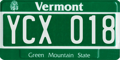 VT license plate YCX018