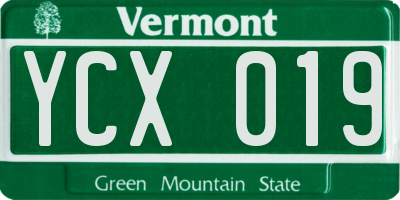 VT license plate YCX019