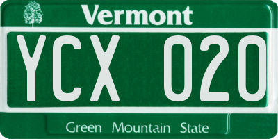 VT license plate YCX020