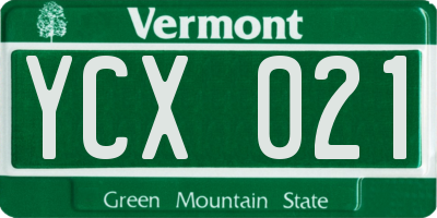 VT license plate YCX021