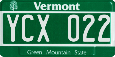 VT license plate YCX022