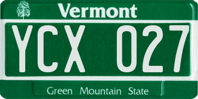VT license plate YCX027
