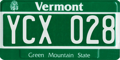 VT license plate YCX028