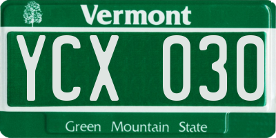 VT license plate YCX030