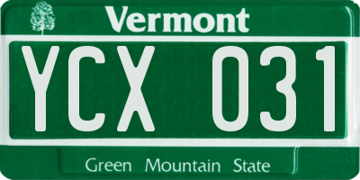 VT license plate YCX031