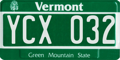 VT license plate YCX032