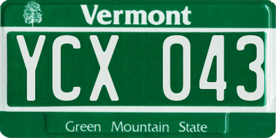 VT license plate YCX043