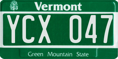 VT license plate YCX047