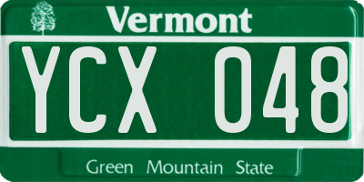 VT license plate YCX048