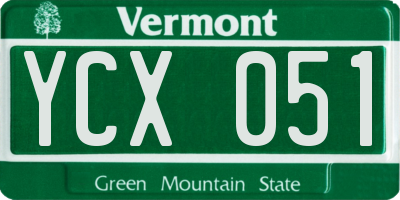 VT license plate YCX051