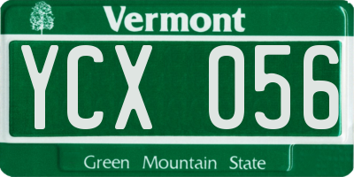 VT license plate YCX056