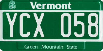 VT license plate YCX058