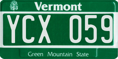 VT license plate YCX059
