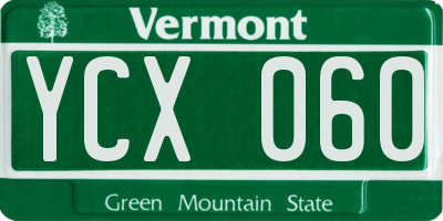 VT license plate YCX060