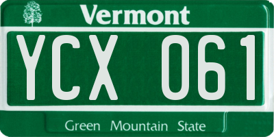 VT license plate YCX061