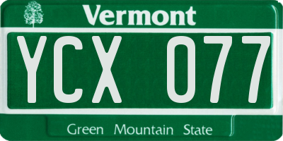 VT license plate YCX077