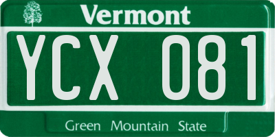 VT license plate YCX081