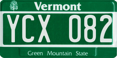 VT license plate YCX082
