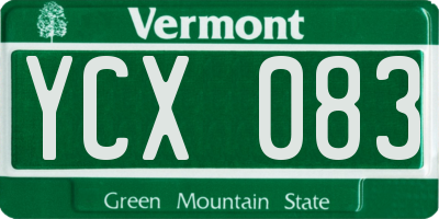 VT license plate YCX083