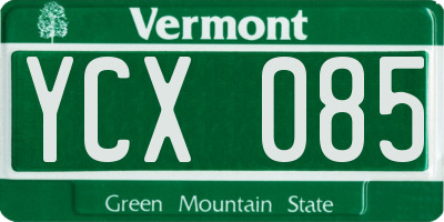 VT license plate YCX085