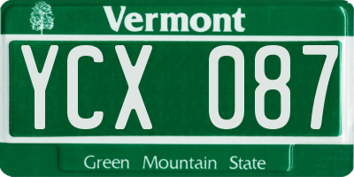 VT license plate YCX087