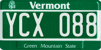 VT license plate YCX088