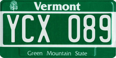 VT license plate YCX089