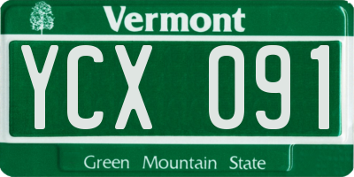 VT license plate YCX091