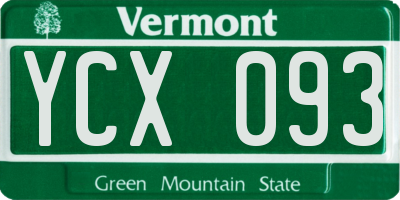 VT license plate YCX093