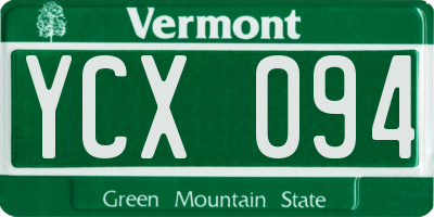 VT license plate YCX094
