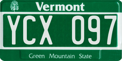 VT license plate YCX097