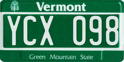 VT license plate YCX098