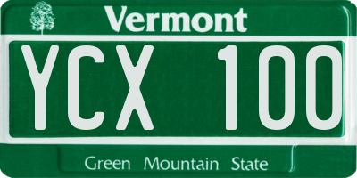 VT license plate YCX100