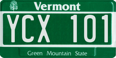 VT license plate YCX101