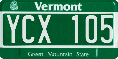 VT license plate YCX105