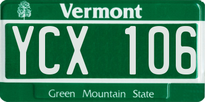 VT license plate YCX106