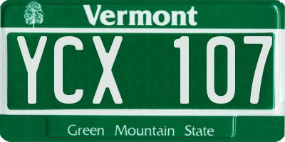 VT license plate YCX107