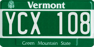 VT license plate YCX108