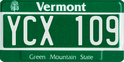 VT license plate YCX109