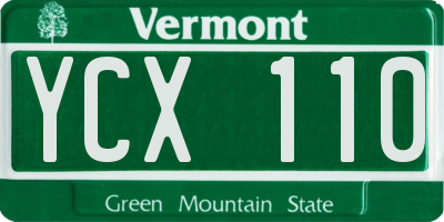 VT license plate YCX110