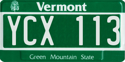 VT license plate YCX113