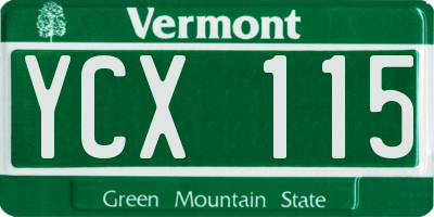 VT license plate YCX115