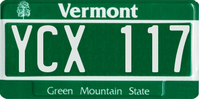 VT license plate YCX117
