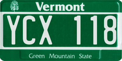 VT license plate YCX118
